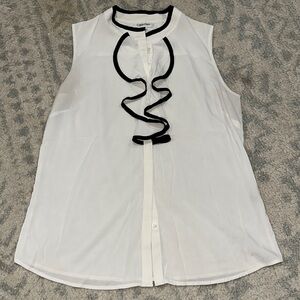 Calvin Klein tuxedo ruffle button-down dress tank - excellent condition!